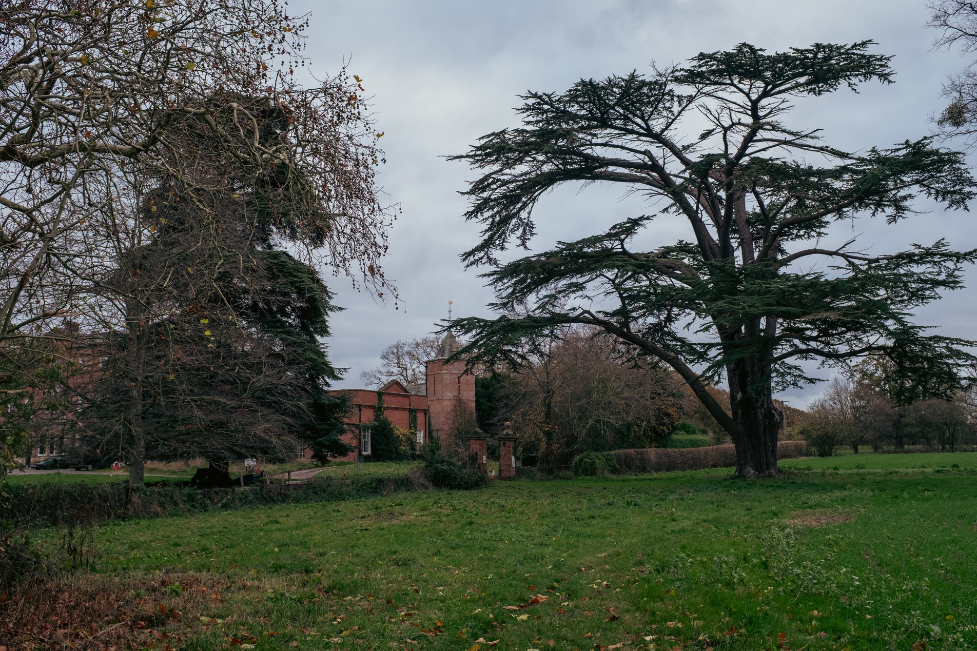 english country house surrounded by trees