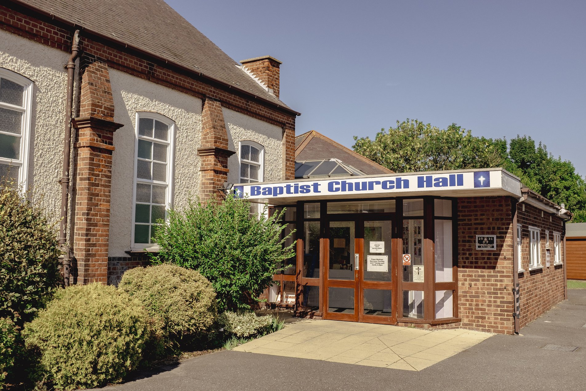 entrance to baptist church hall