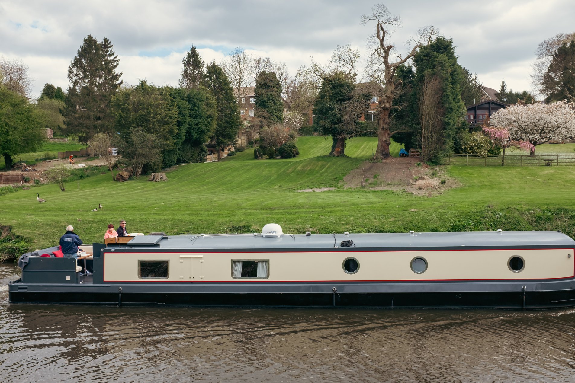 canal barge and gardens