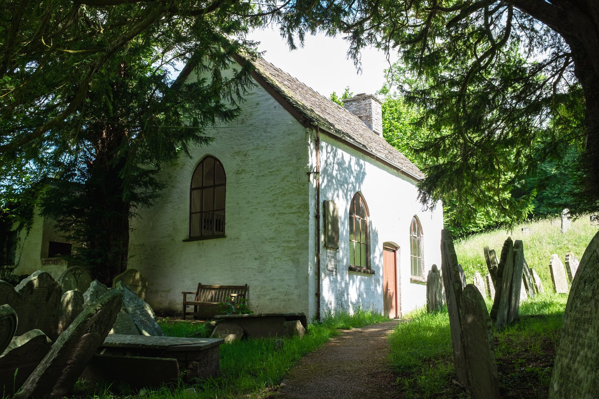 small whitewashed rural chapel