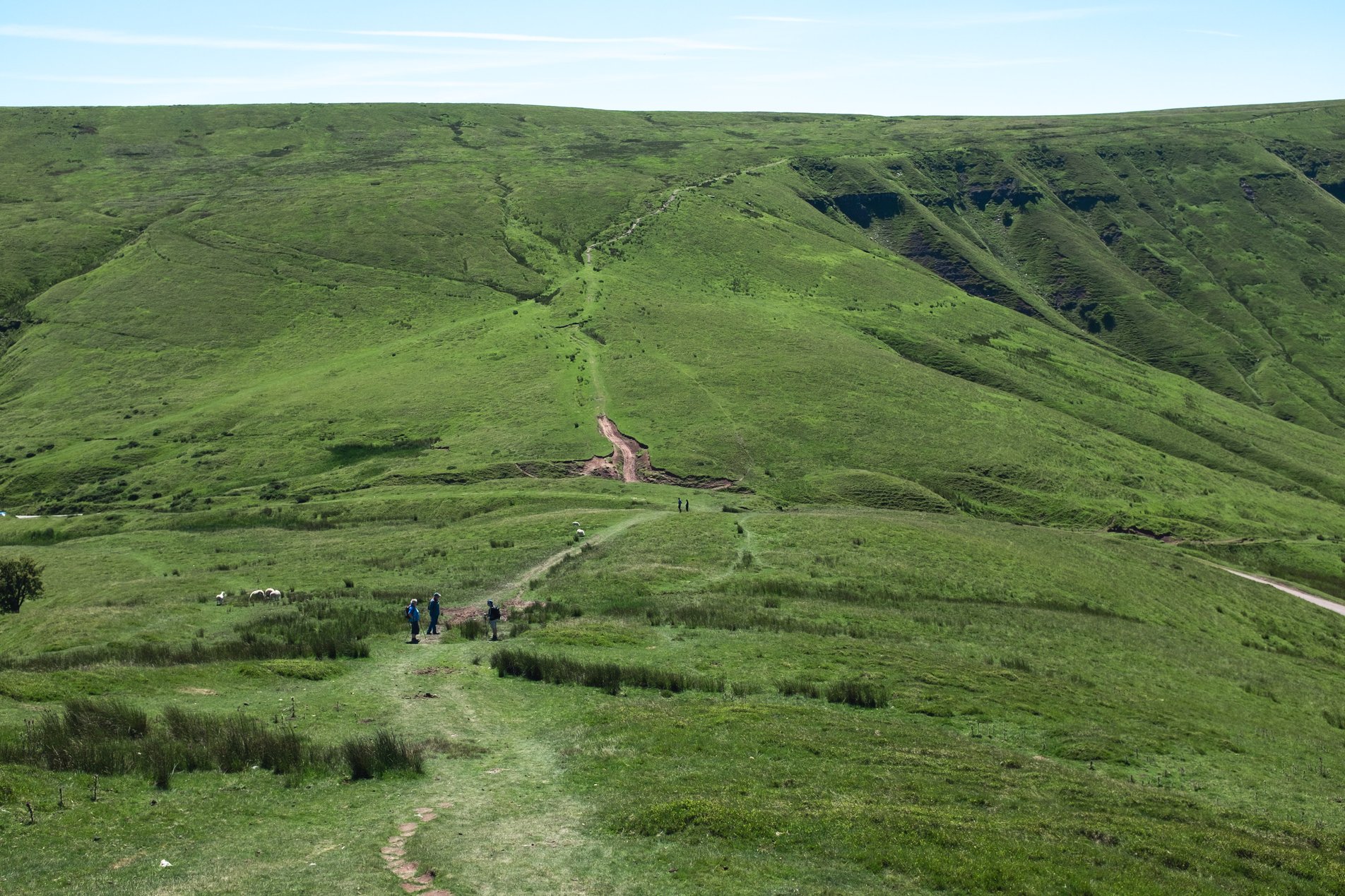 footpath across hillside with walkers