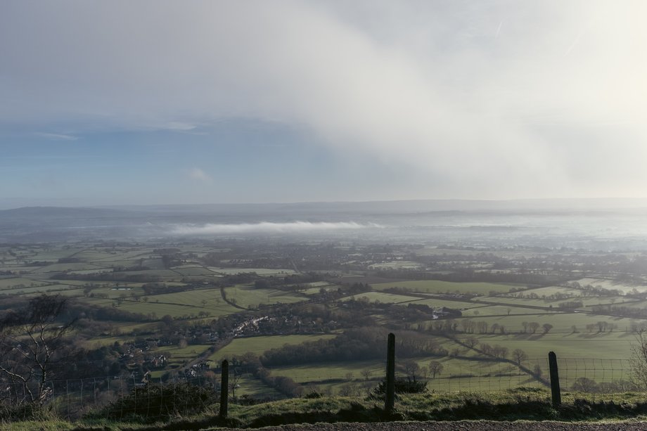 view over plains from black hill in the malverns