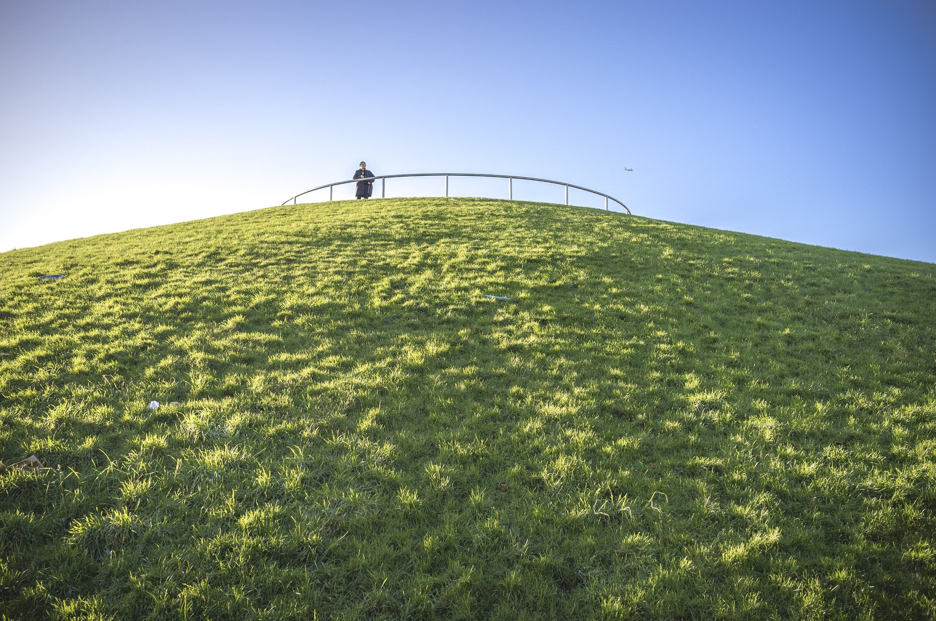 person standing on stave hill viewpoint