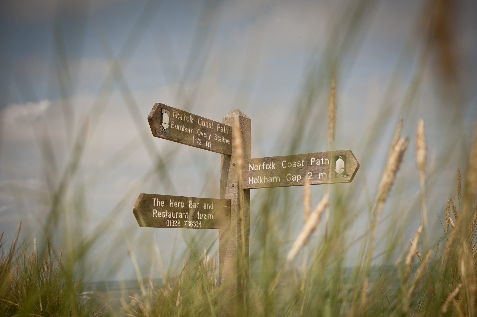 signpost on norfolk coast path
