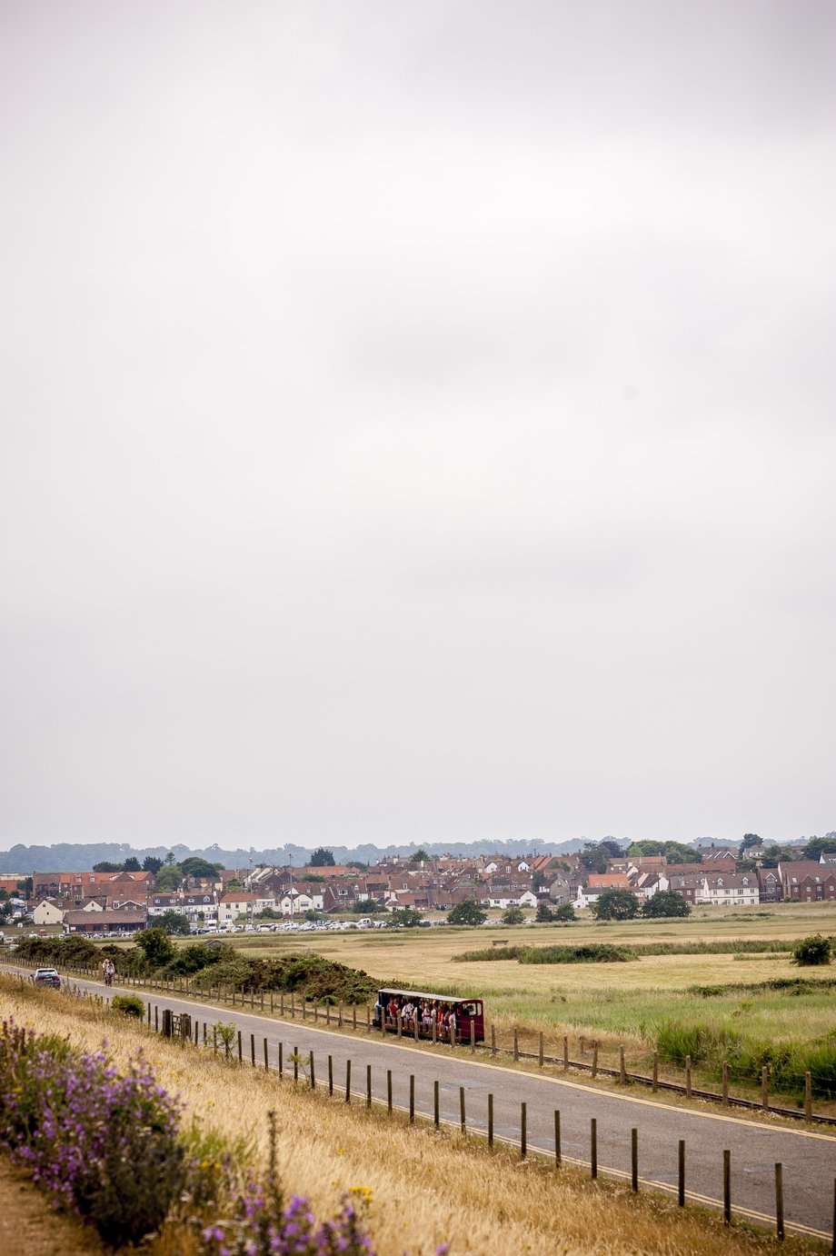the wells & walsingham light railway running alongside beach road