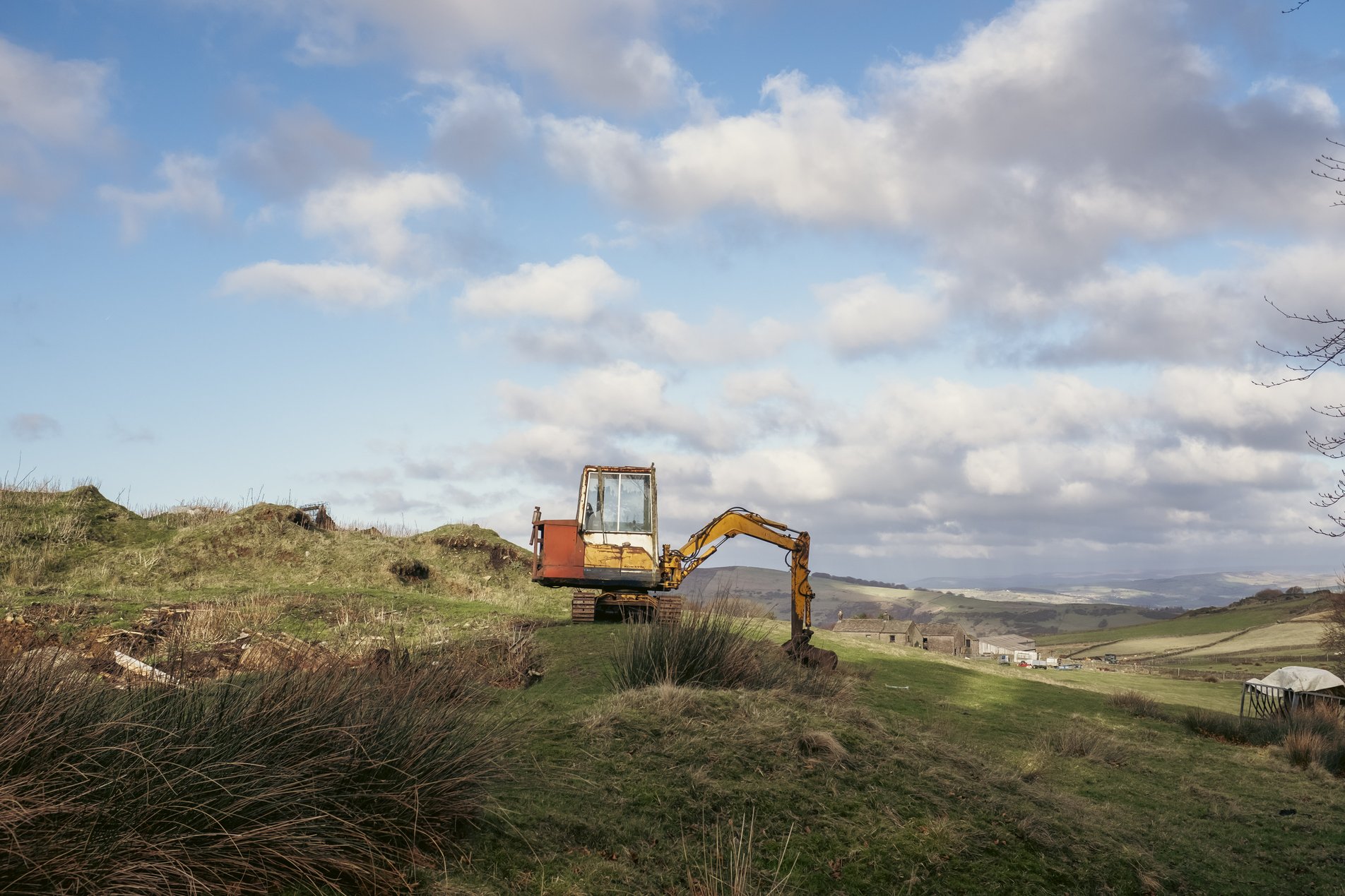 digger on moorland