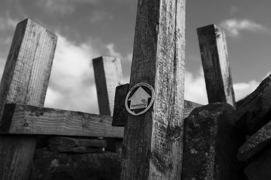 close up of footpath ladder with waymarker