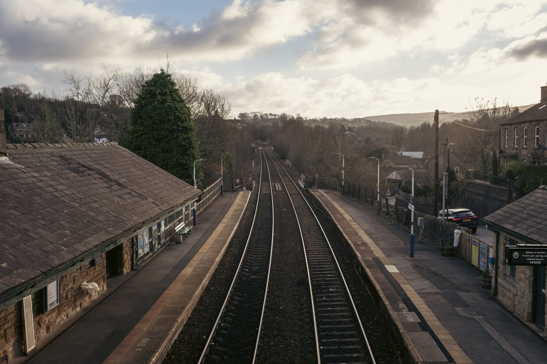 train tracks viewed from footbridge