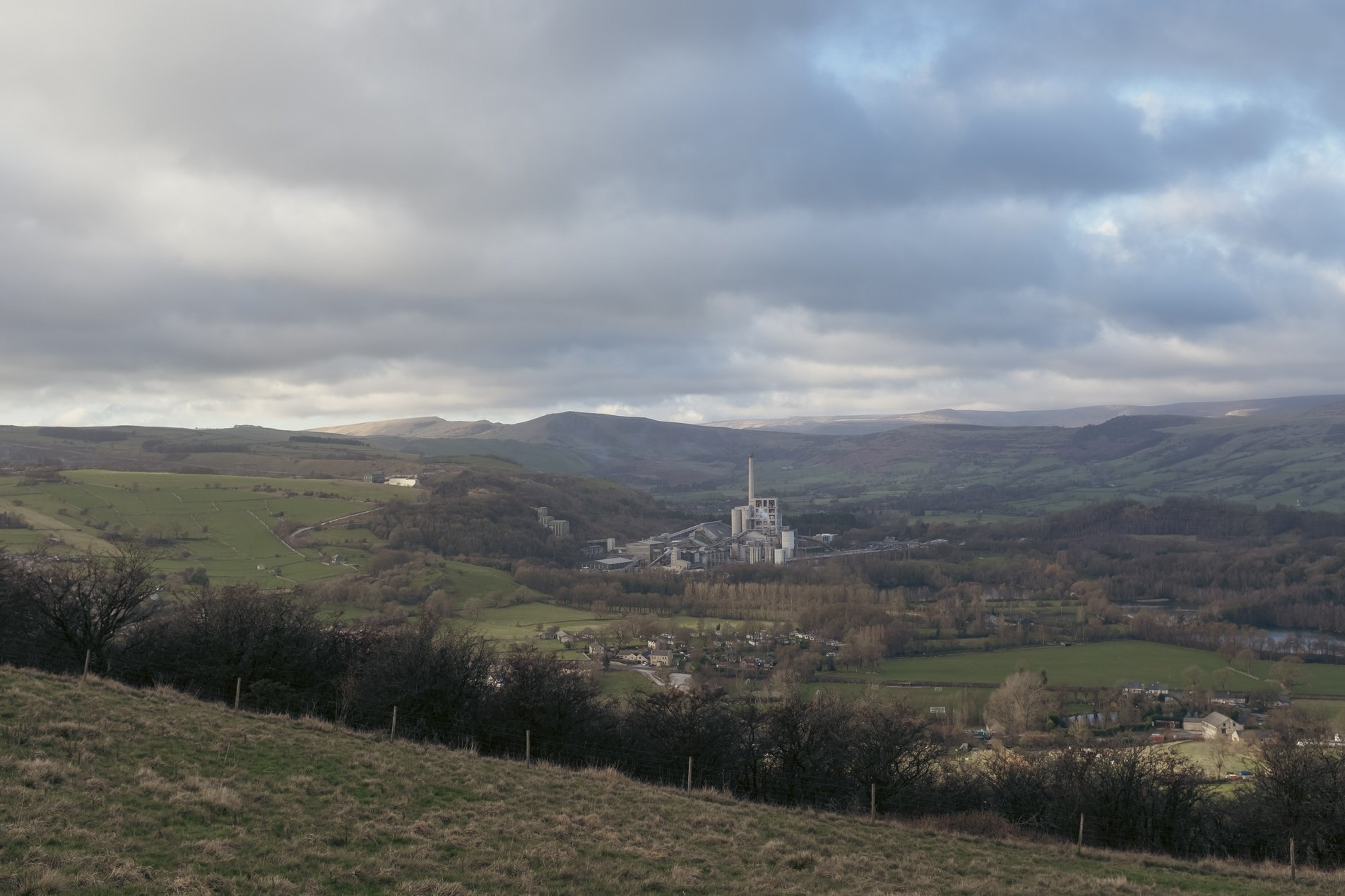 view of the hope cement works from brough lane