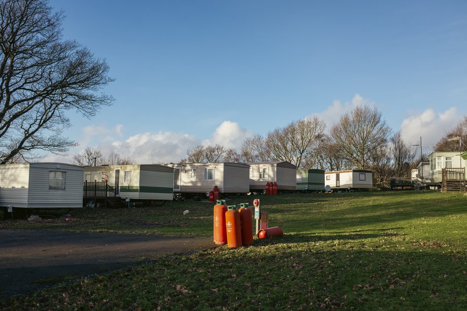 gas bottles in static caravan park
