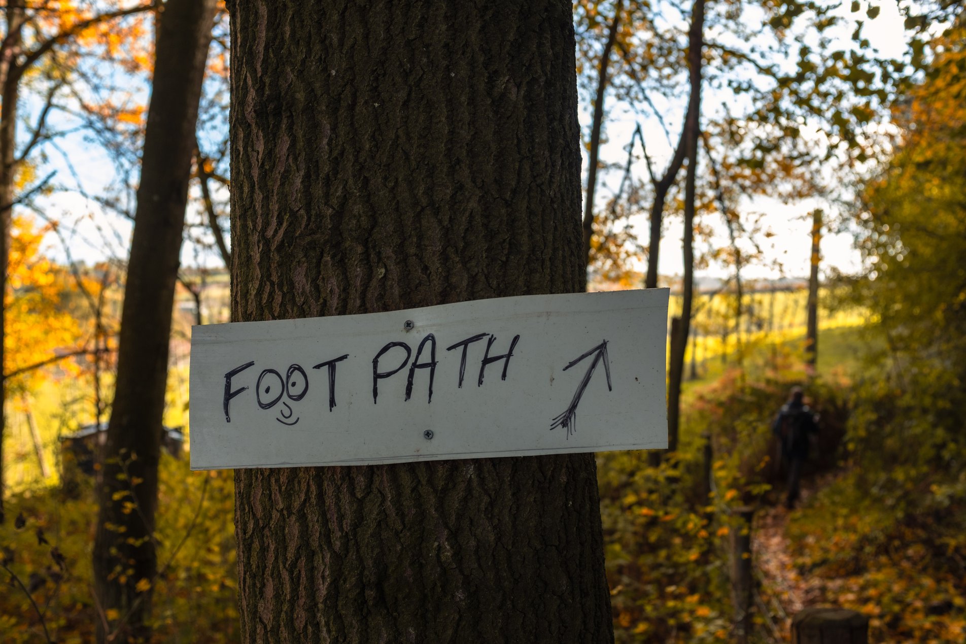 hand written footpath sign