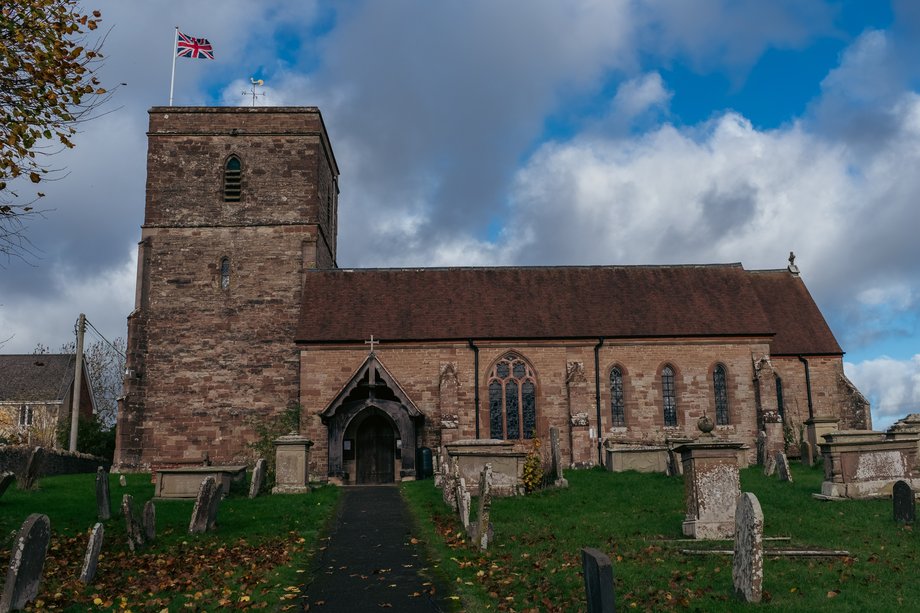 rural english church with union flag
